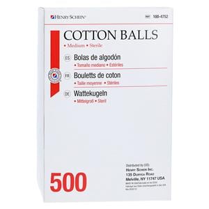 Cotton Ball Sterile Medium 500/Bx