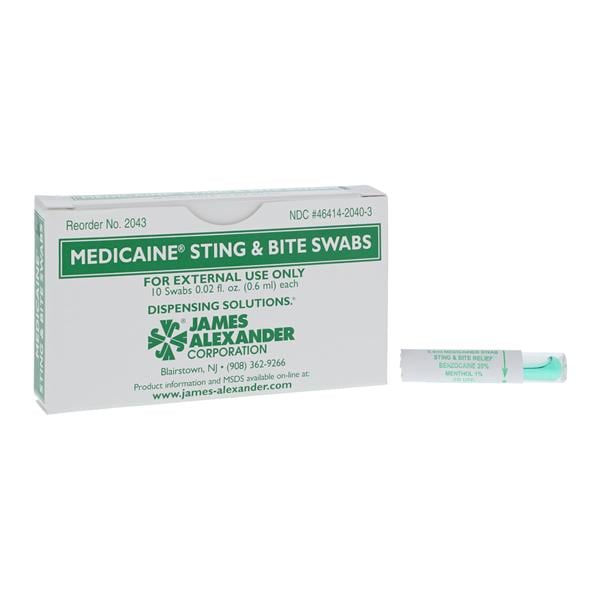 Medicaine Sting/Bite Relief Topical Swabs 0.6mL 10/Bx