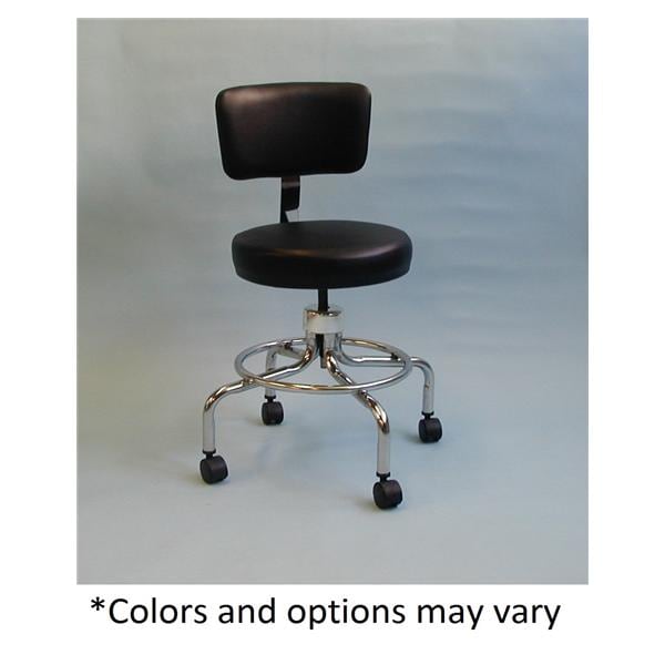 Stool Exam Black 2" Casters Backrest 4 Leg Ea