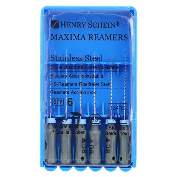 Maxima Hand Reamer 21 mm Size 8 Stainless Steel Grey 6/Bx