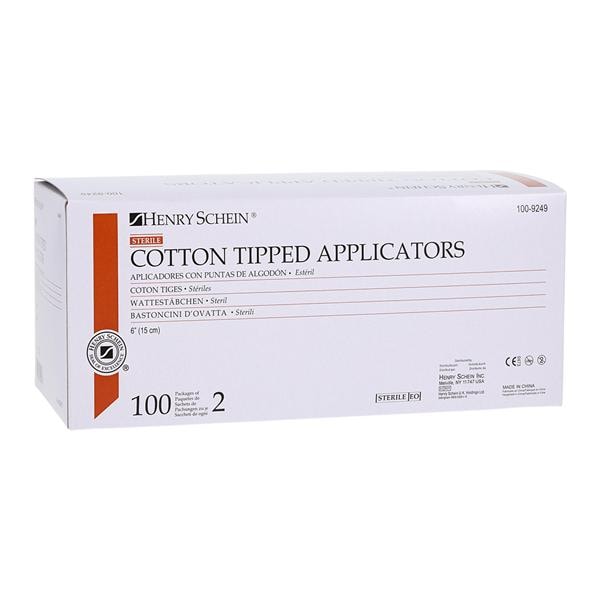 Cotton Tipped Applicator 6 in Wood Handle Sterile 100Pks/2