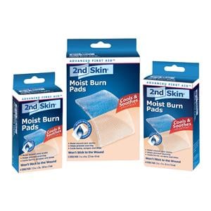 2nd Skin Moist Hydrogel Burn Pad 2x3" Sterile Pad Blue Tint Non-Absorbent