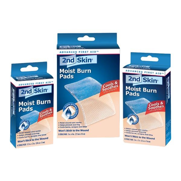 2nd Skin Moist Hydrogel Burn Pad 2x3" Sterile Pad Blue Tint Non-Absorbent