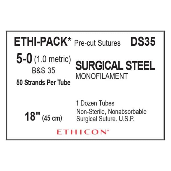 Ethi-Pack Suture 5-0 50x18" B&S 35 Monofilament Silver 12x50/Bx