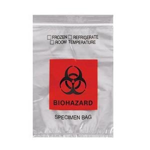 Econo-Zip Specimen Transport Bag 2mil 8x10" Red/Black Zipper Clos...