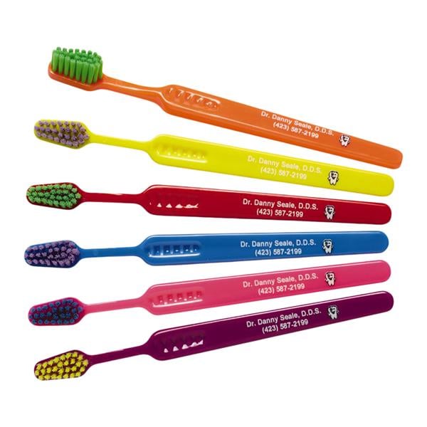 Acclean Imprinted Toothbrush Youth 28 Tuft Diamond Assorted Neon 144/Bx