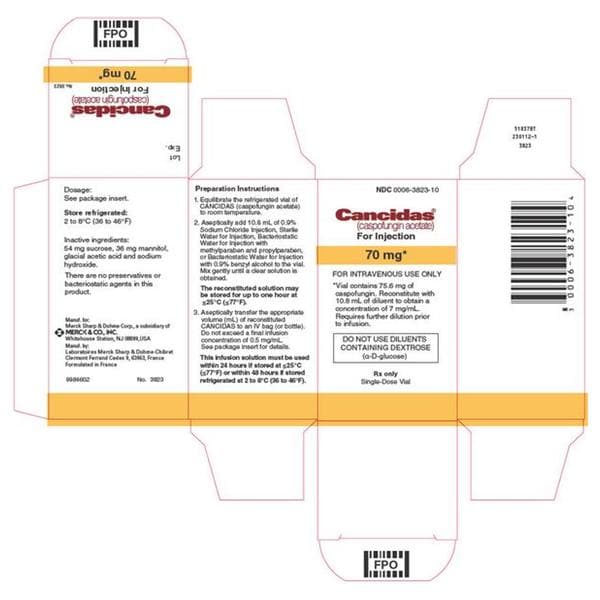 Cancidas Injection 70mg/Vl Powder SDV 10ML