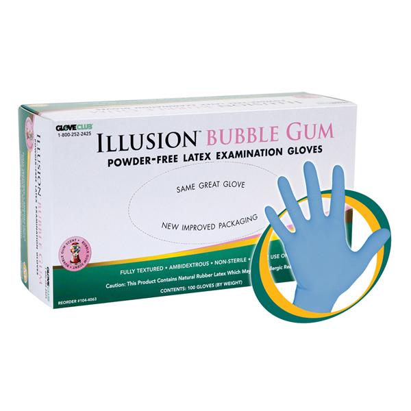 Illusion Bubble Gum Exam Gloves Medium Blue Non-Sterile