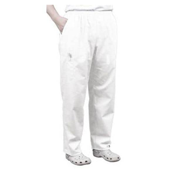 Scrub Pant 4 Pockets Large White Unisex Ea