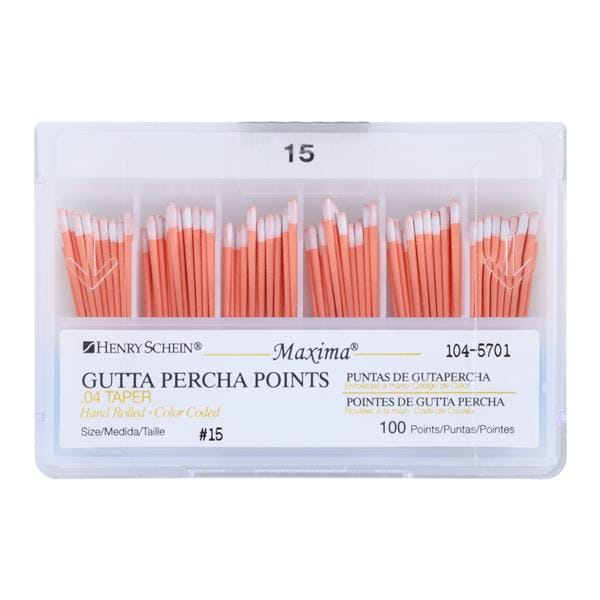 Maxima Hand Rolled Gutta Percha Points Size 15 White 100/Bx