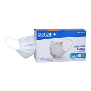 Criterion Earloop Mask ASTM Level 1 White Adult 50/Bx