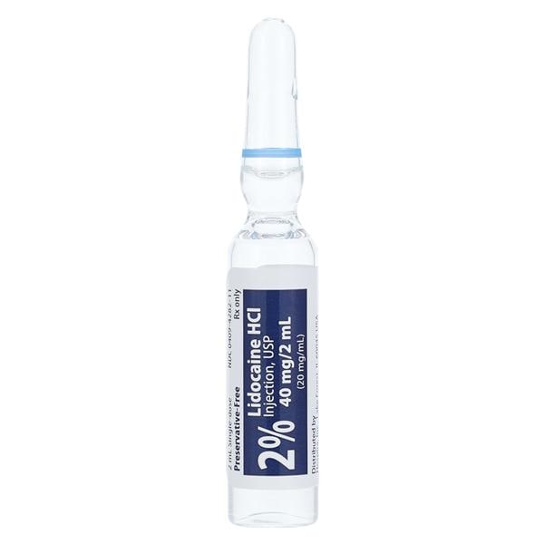 Lidocaine HCl Injection 2% Preservative Free Ampule 2mL 25/Package