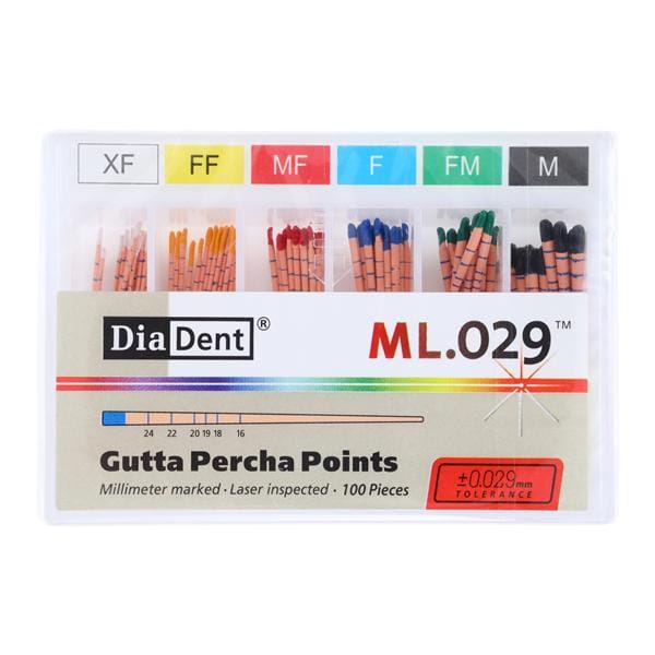 ML.029 Hand Rolled Gutta Percha Points Assorted 100/Bx