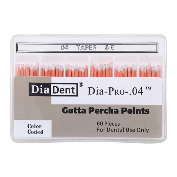 Dia-Pro Hand Rolled Gutta Percha Points Size 8 White 60/Bx