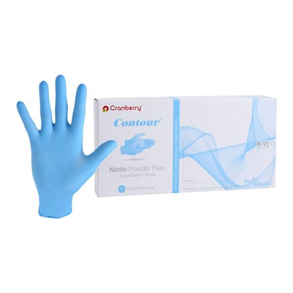 Contour Nitrile Exam Gloves Small Blue Non-Sterile