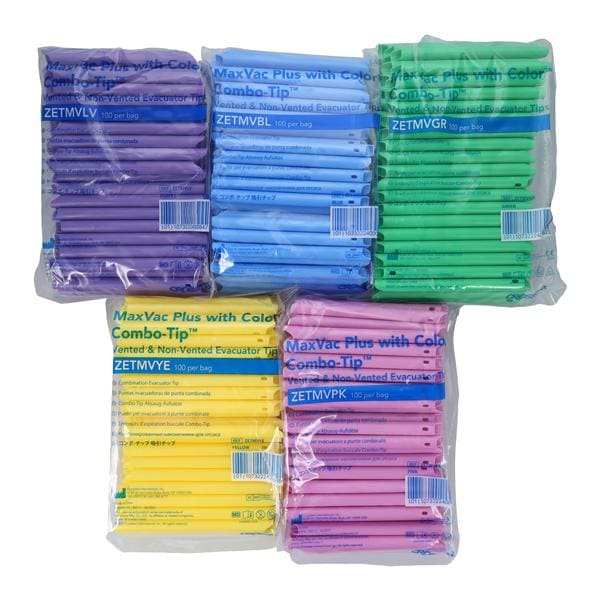 MaxVac Plus HVE Tips Vented / Nonvented Assorted S Tip 1000/Bx, 4 BX/CA