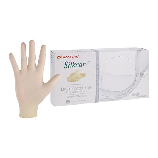 Silkcare Latex Exam Gloves Large Natural Non-Sterile