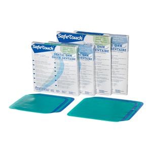 SafeTouch Latex Rubber Dam 6 in x 6 in Heavy Gauge Blue Unscented 6Bx/Ca