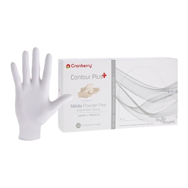 Contour Plus Nitrile Exam Gloves X-Small Pro White Non-Sterile, 10 BX/CA