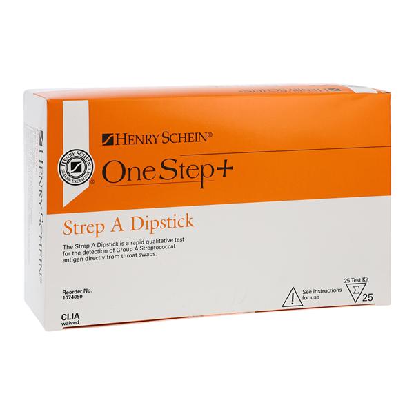 Henry Schein OneStep+ Strep A Dipstick Test CLIA Waived 25/Bx