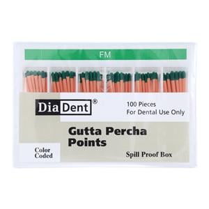 Hand Rolled Gutta Percha Points Fine-Medium Green 100/Bx