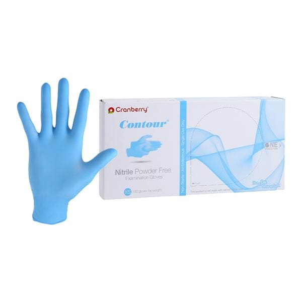 Contour Nitrile Exam Gloves X-Small Blue Non-Sterile, 10 BX/CA