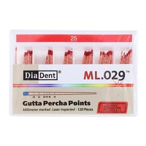 ML.029 Hand Rolled Gutta Percha Points Size 25 Red 120/Bx