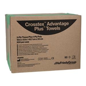 Advantage Plus Patient Towel 3 Ply T/P 13 in x 18 in Grn Disposable 500/Ca