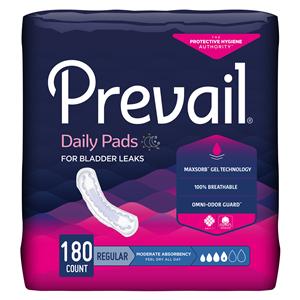 Prevail Bladder Control Pad Female 9.25" Moderate White Odor Guard 20x9/Ca