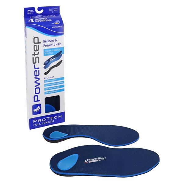 Powerstep ProTech Insole Black/Blue Full Length Men 8-8.5 / Women 10-10.5