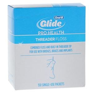 Glide Floss Threader Unwaxed Single Use Packets 150/Bx