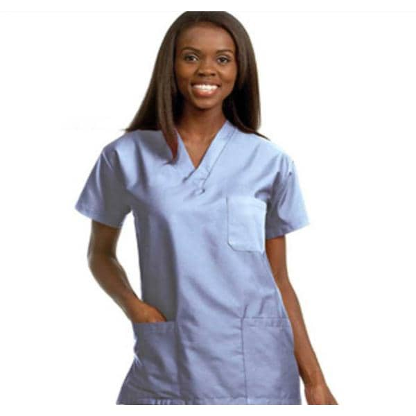 Fashion Poplin Scrub Shirt 3 Pockets Set-In Short Sleeves X-Large Ceil Unisex Ea