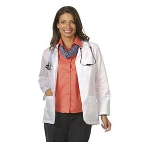 Lab Jacket 3 Pockets Long Sleeves 28.5 in Small White Womens Ea