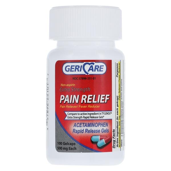 Acetaminophen Pain Reliever/Fever Reducer Gel Caplets 500mg Rapid Release 100/Bt