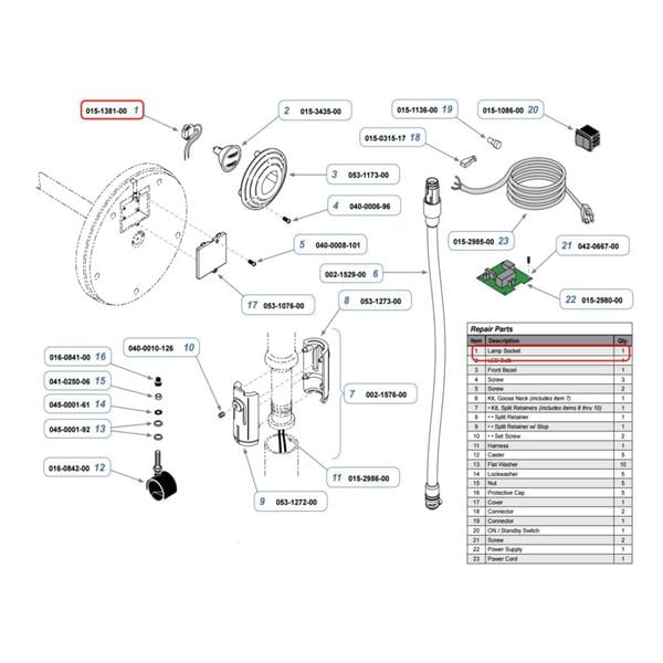 Lamp Socket For 250/151/152 Exam Light Ea