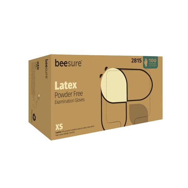 BeeSure Latex Exam Gloves X-Small White Non-Sterile
