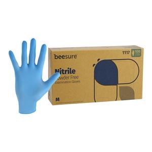 BeeSure Nitrile Exam Gloves Medium Light Blue Non-Sterile