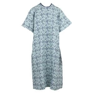 Patient Gown Adult One Size Blue Optics Ea