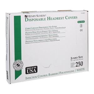 Headrest Cover 14.5 in x 10 in Plastic White Disposable 250/Bx