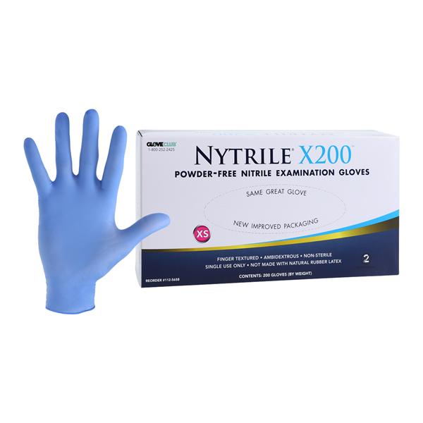 Nytrile X200 Nitrile Exam Gloves X-Small Blue Non-Sterile, 10 BX/CA