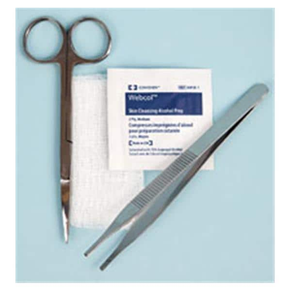 Suture Removal Kit 4-1/2" Iris Scissor Small-Loop Straight Metal Sharp/Sharp