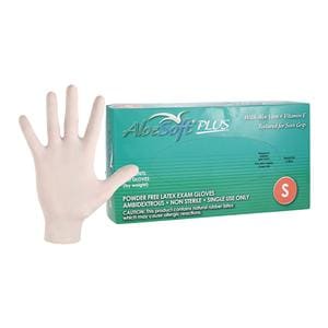 AloeSoft Plus Latex Exam Gloves Small Natural Non-Sterile, 20 BX/CA