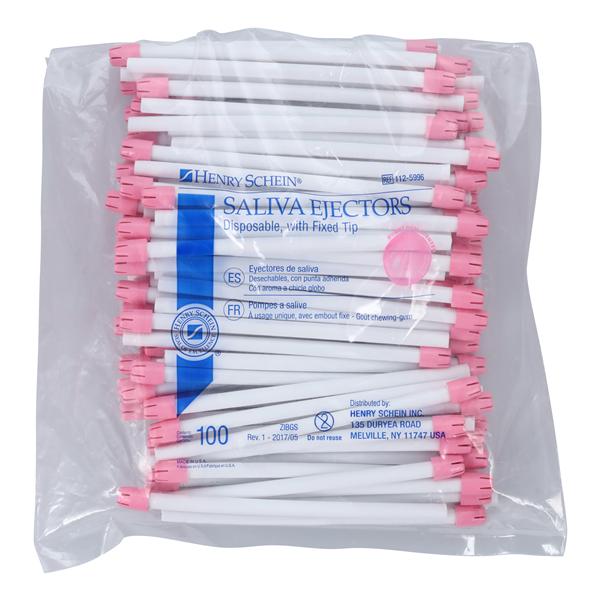 Saliva Ejectors White Pink Tip Bubblegum 100/Bg