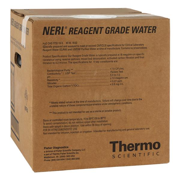 NERL Reagent Grade Water 5gal Cubitainer Ea