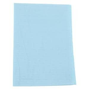 Essentials Patient Bib 2 Ply Tissue / Poly 13 in x 18 in Blue Disposable 500/Ca