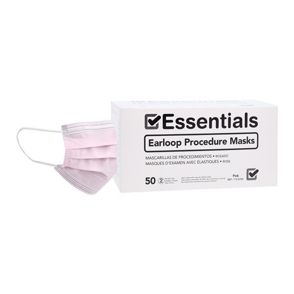 Essentials Procedure Mask ASTM Level 1 Pink Adult 50/Bx