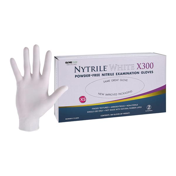 Nytrile White X300 Nitrile Exam Gloves X-Small White Non-Sterile, 10 BX/CA