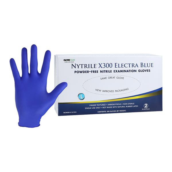 Nytrile X300 Nitrile Exam Gloves Large Electra Blue Non-Sterile
