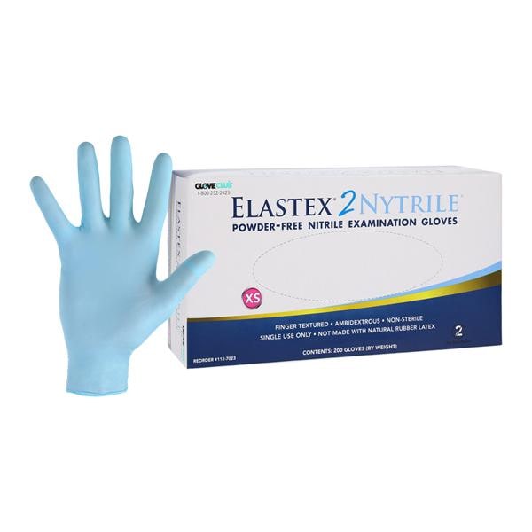 Elastex 2 Nitrile Exam Gloves X-Small Powder Blue Non-Sterile, 10 BX/CA