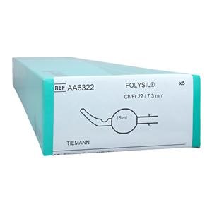 Catheter Foley Cysto-Care Folysil Tiemann 22Fr 15cc Coude Tip 2-Way 16" 5/Bx